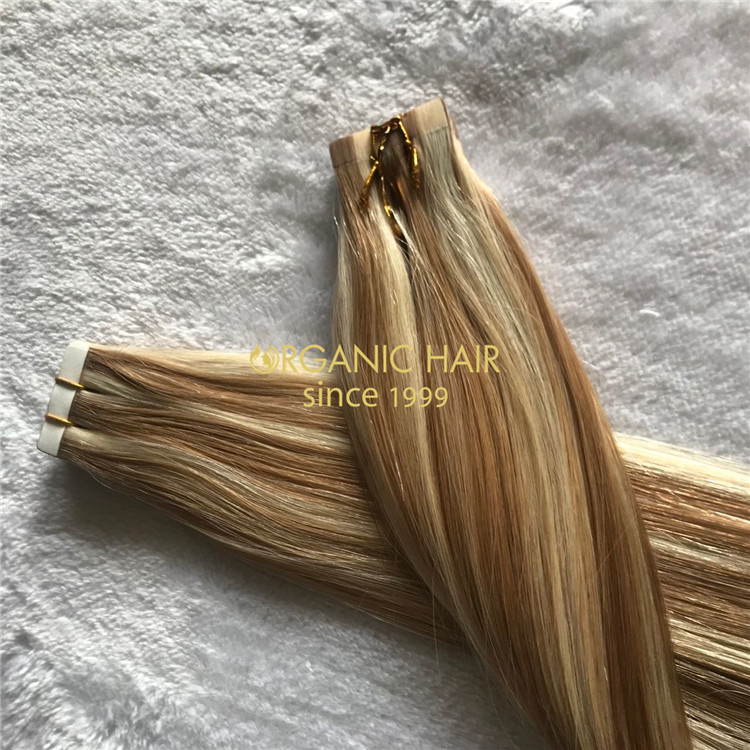 Human piano color  tape in hair extensions on sale X166